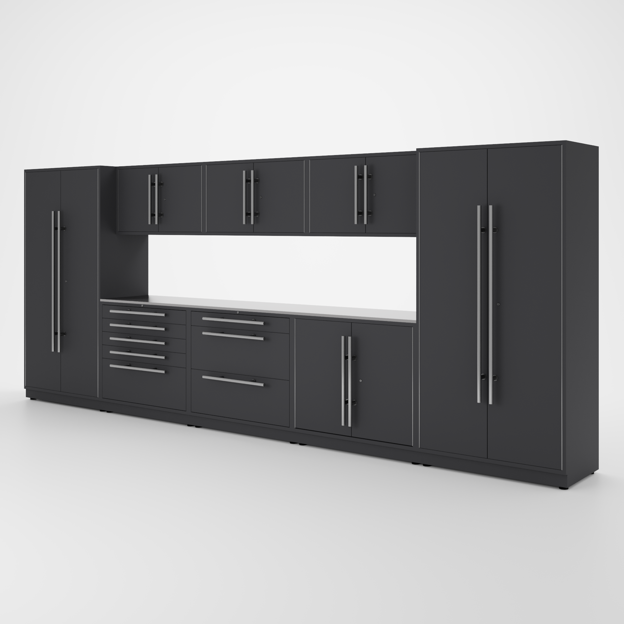Proslat Lux Cabinets Gray 9 Piece Set with Stainless Steel Worktop – LUXSET160441 Online Hot Sale