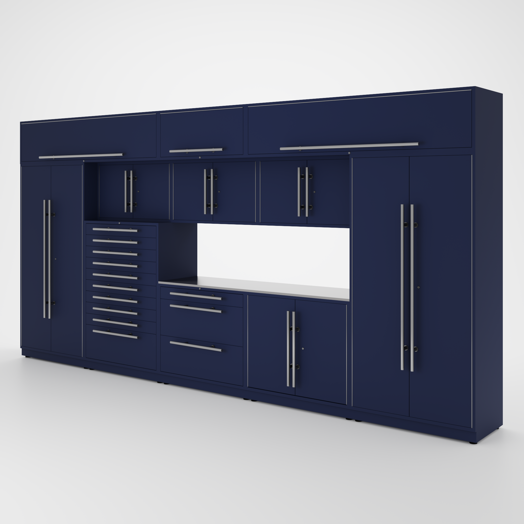 Proslat Lux Cabinets Blue 12 Piece Set with Stainless Steel Worktop – LUXSET160831