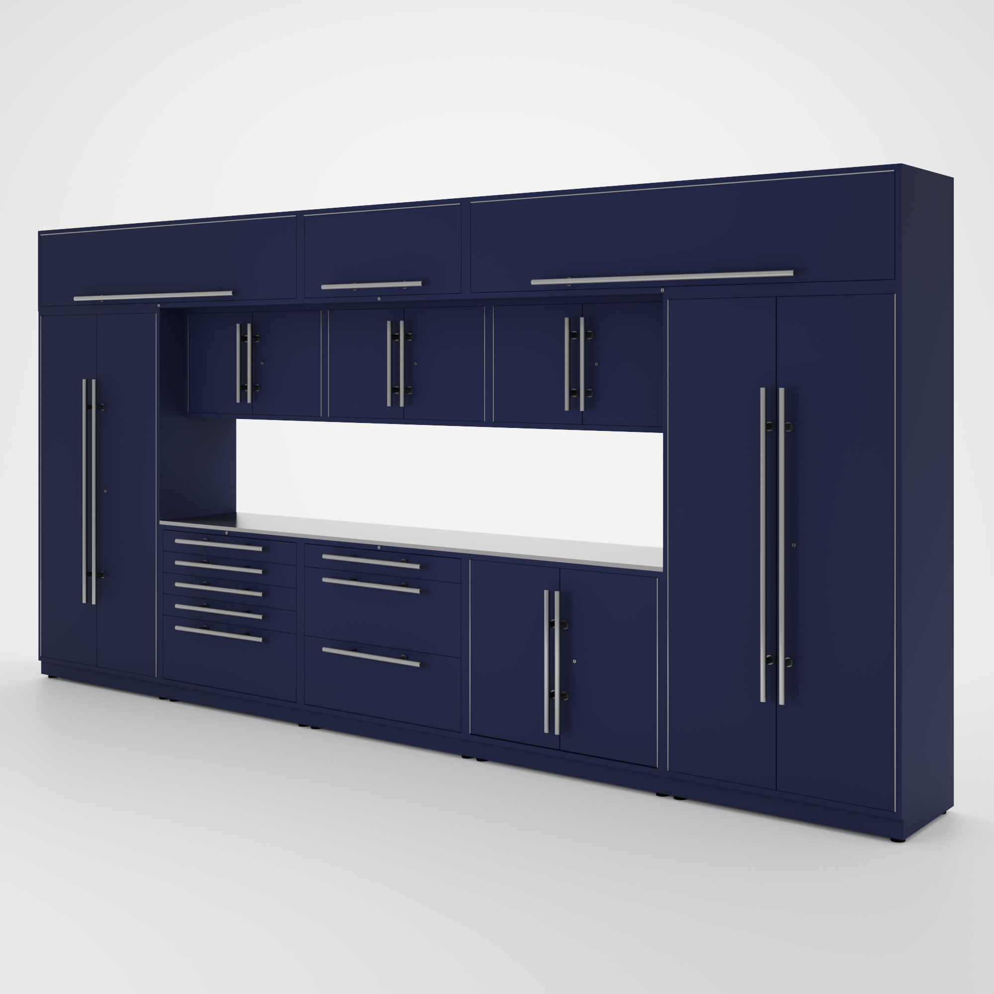 Proslat Lux Cabinets Blue 12 Piece Set with Stainless Steel Worktop – LUXSET160811