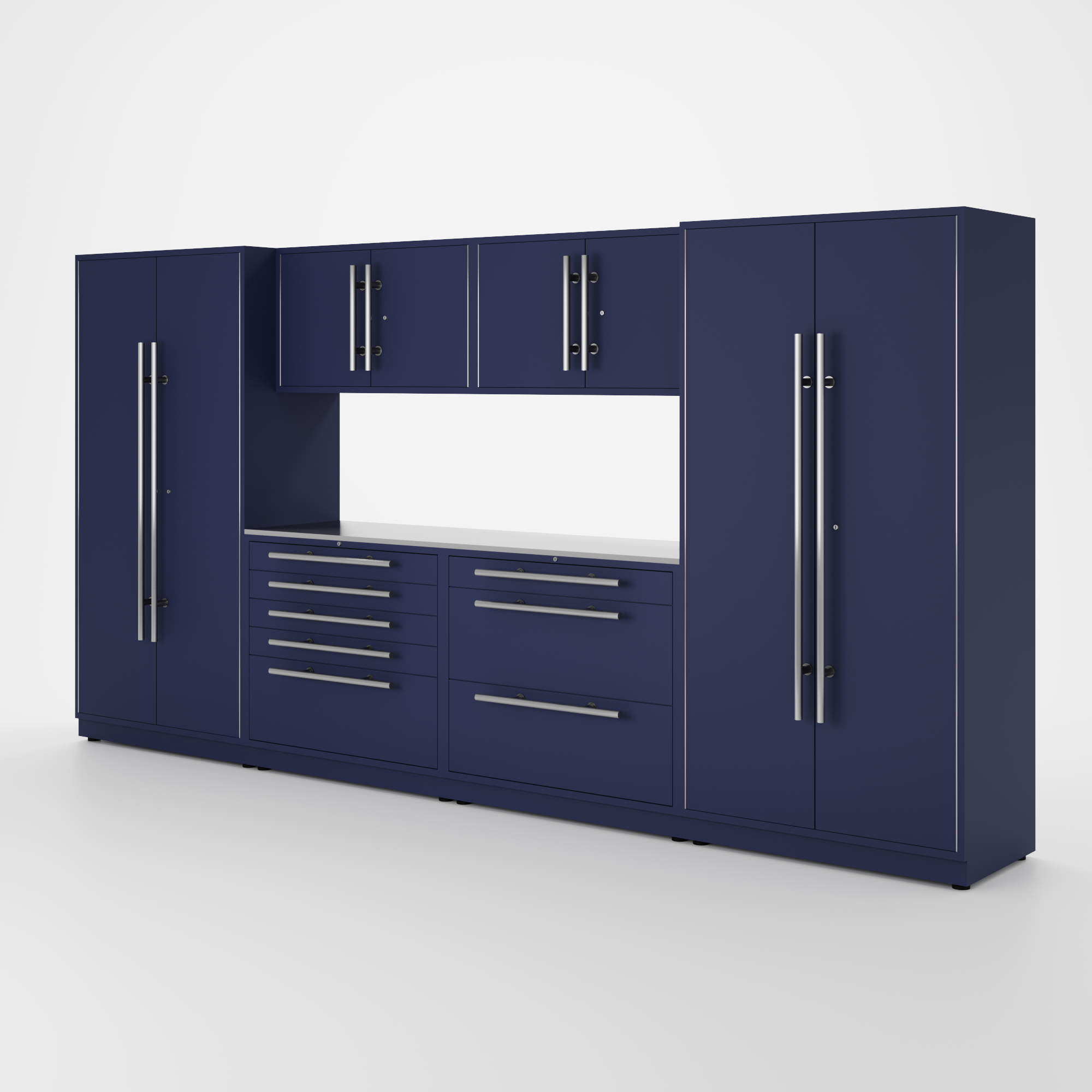 Proslat Lux Cabinets Blue 7 Piece Set with Stainless Steel Worktop – LUXSET130821