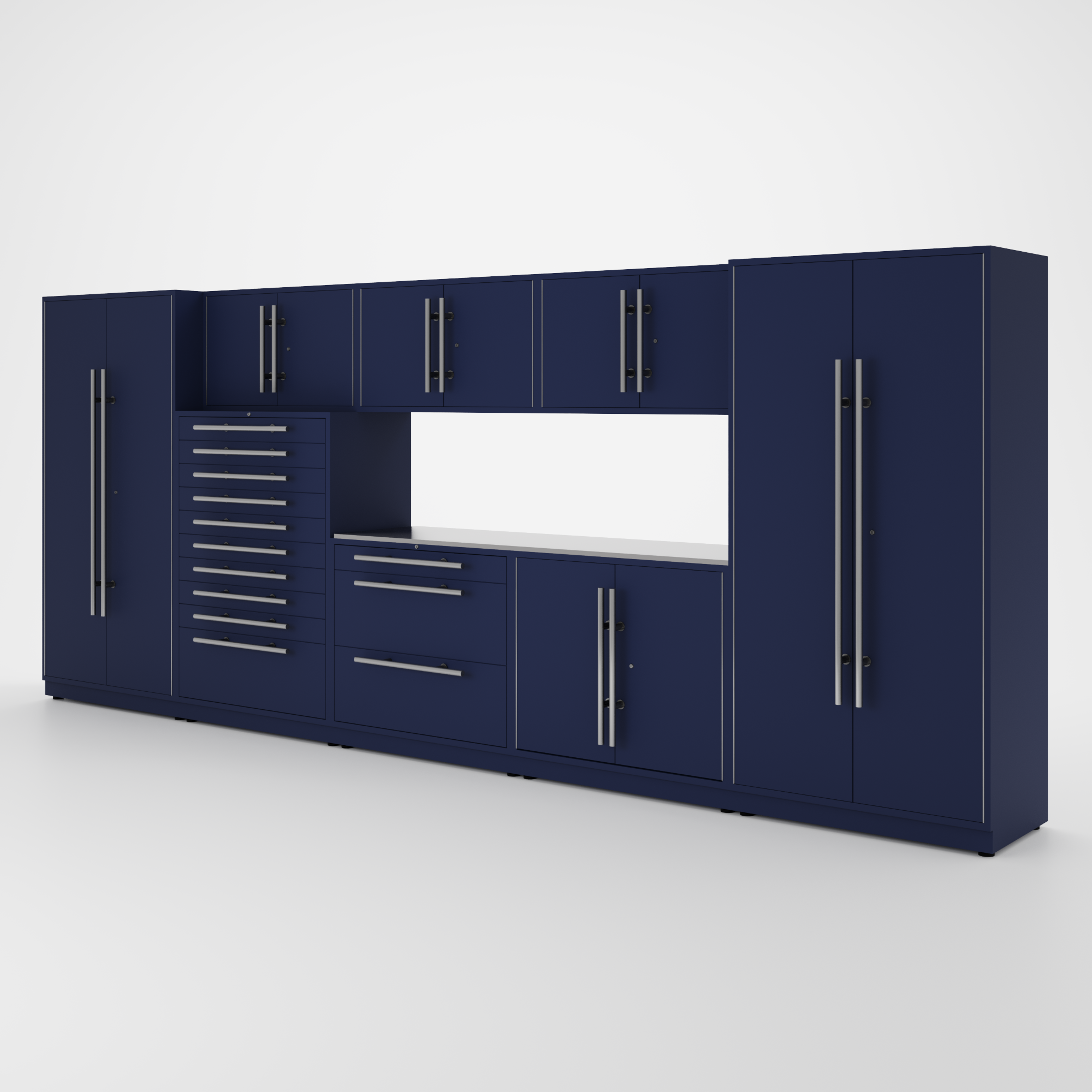 Proslat Lux Cabinets Blue 9 Piece Set with Stainless Steel Worktop – LUXSET160821