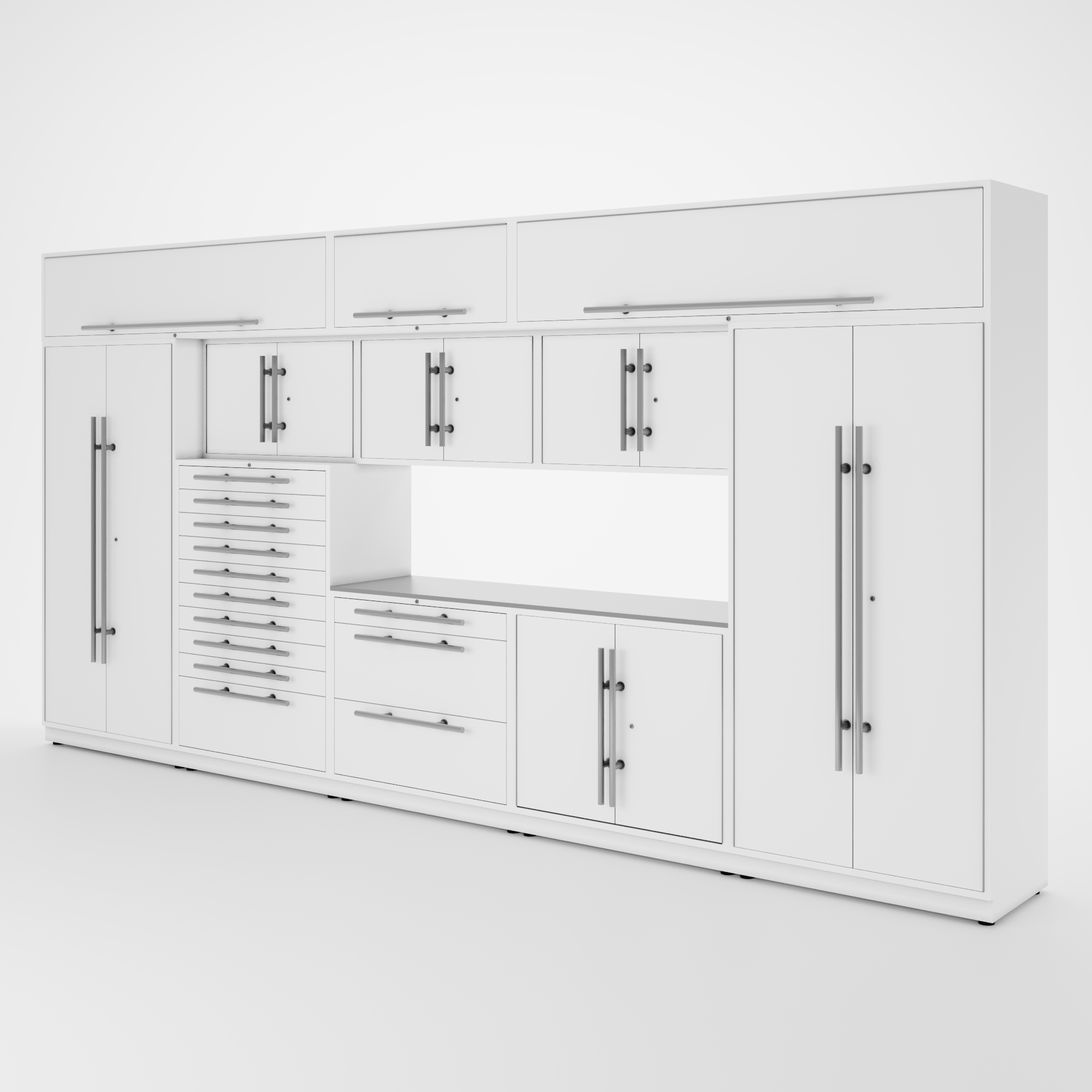 Proslat Lux Cabinets White 12 Piece Set with Stainless Steel Worktop – LUXSET160111