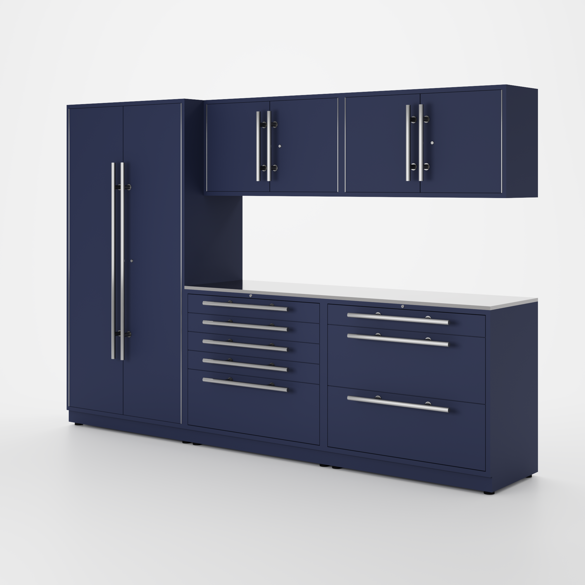 Proslat Lux Cabinets Blue 6 Piece Set with Stainless Steel Worktop – LUXSET100821 Discount