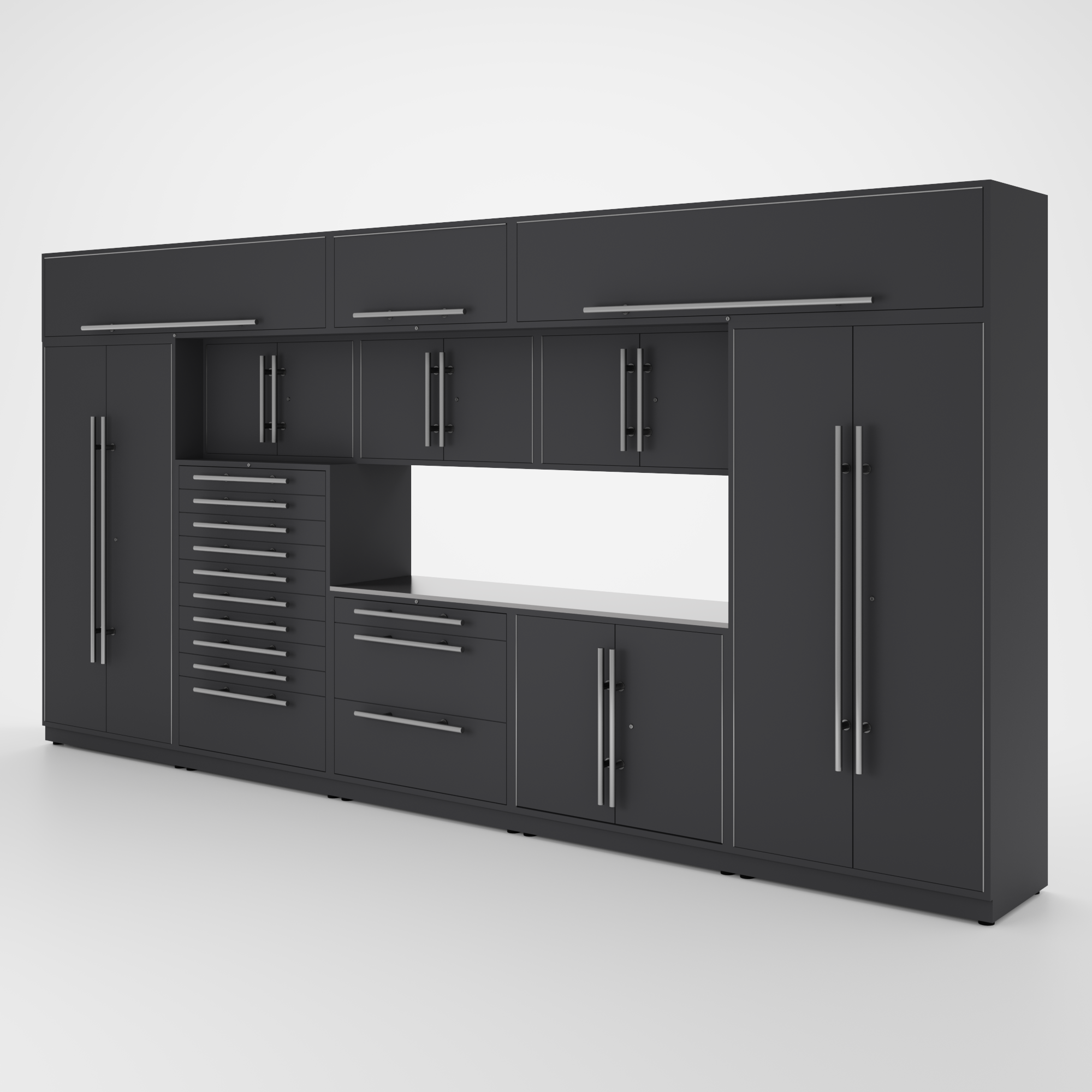 Proslat Lux Cabinets Gray 12 Piece Set with Stainless Steel Worktop – LUXSET160471 Hot on Sale