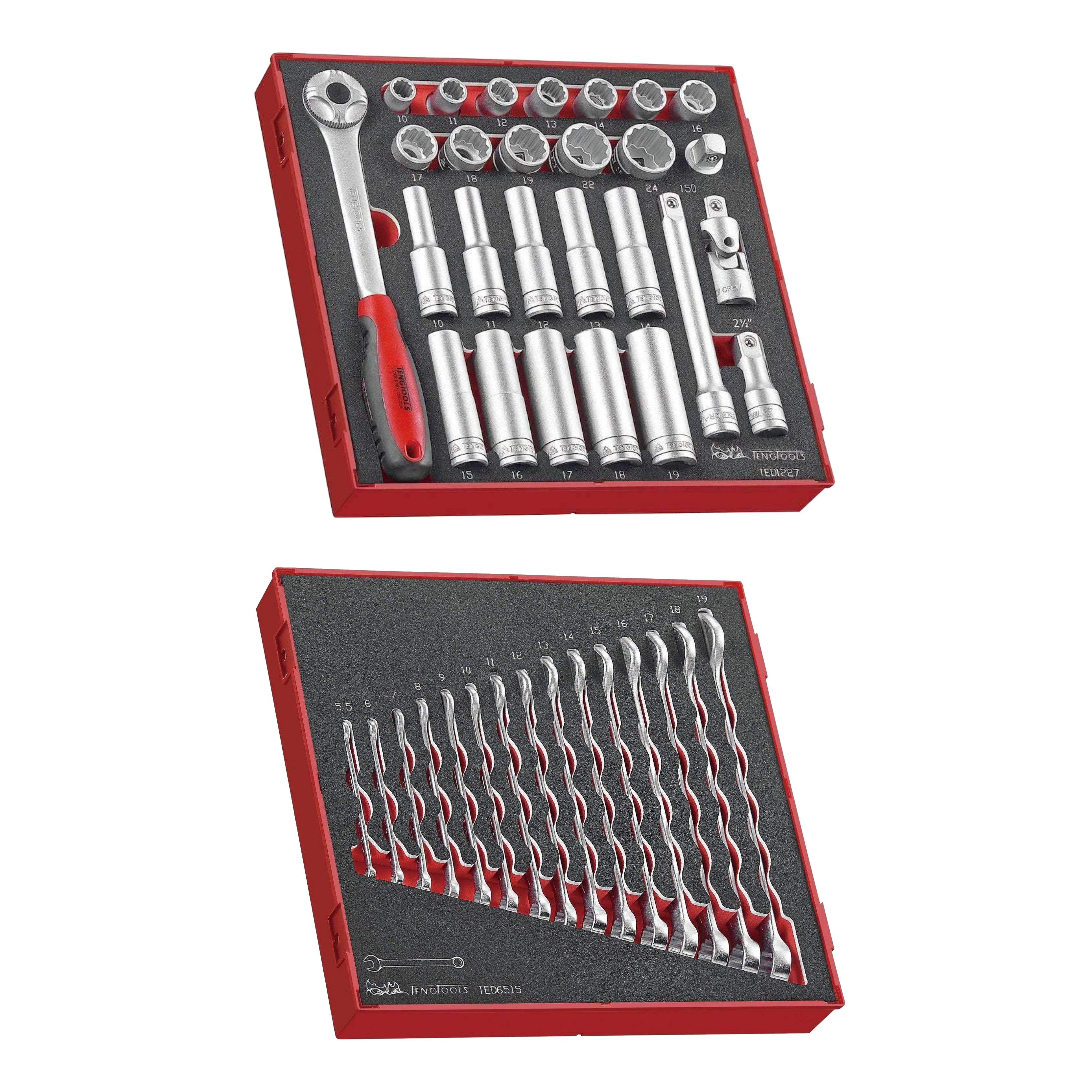 Teng Tools 183 Piece Complete Mixed EVA Foam Service Tool Kit With Black USA Tool Box – TC806NBK-USA2