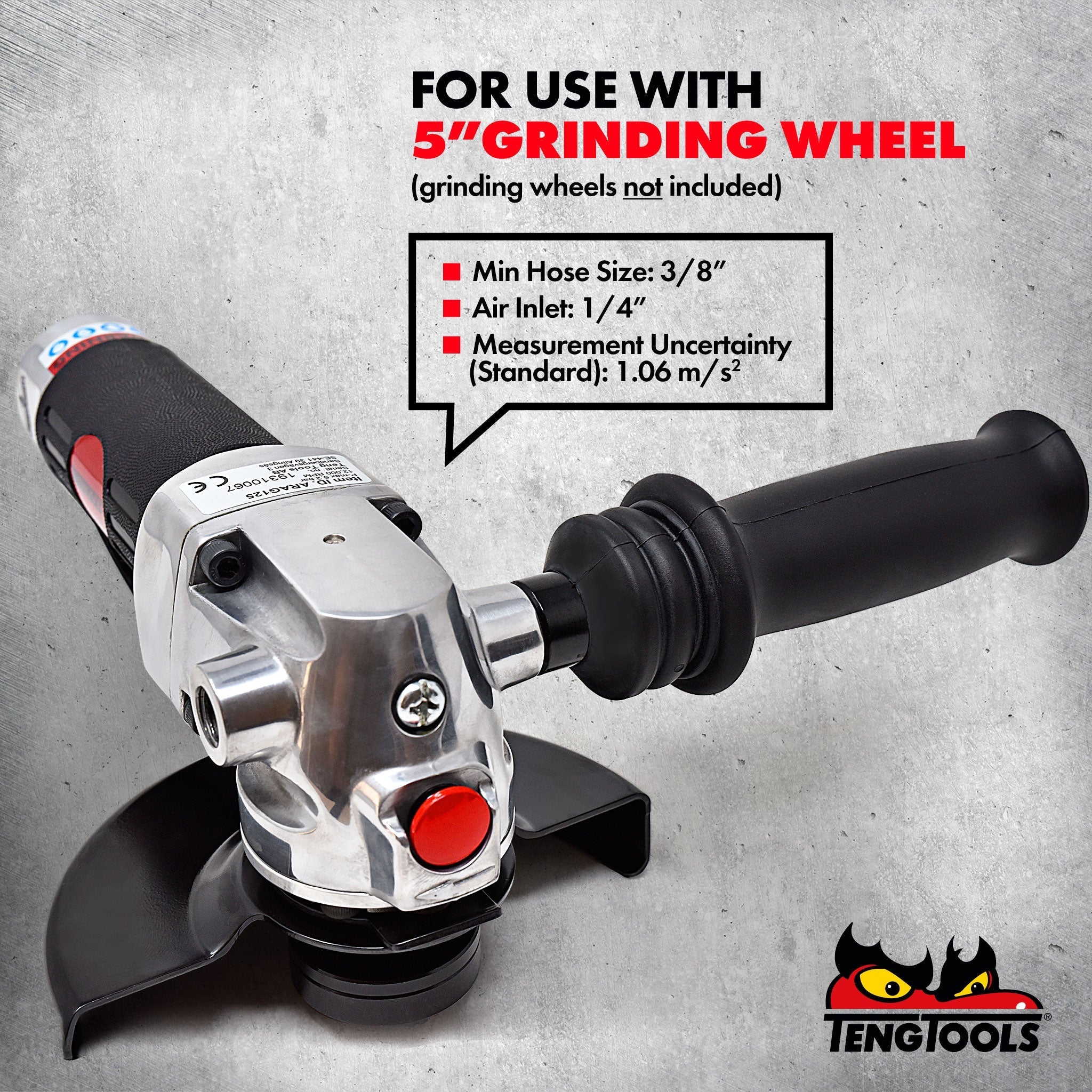 Teng Tools 12,000 RPM Adjustable Pneumatic Air Angle Grinder Tool (For 5 Inch Wheels) – ARAG125 Online now