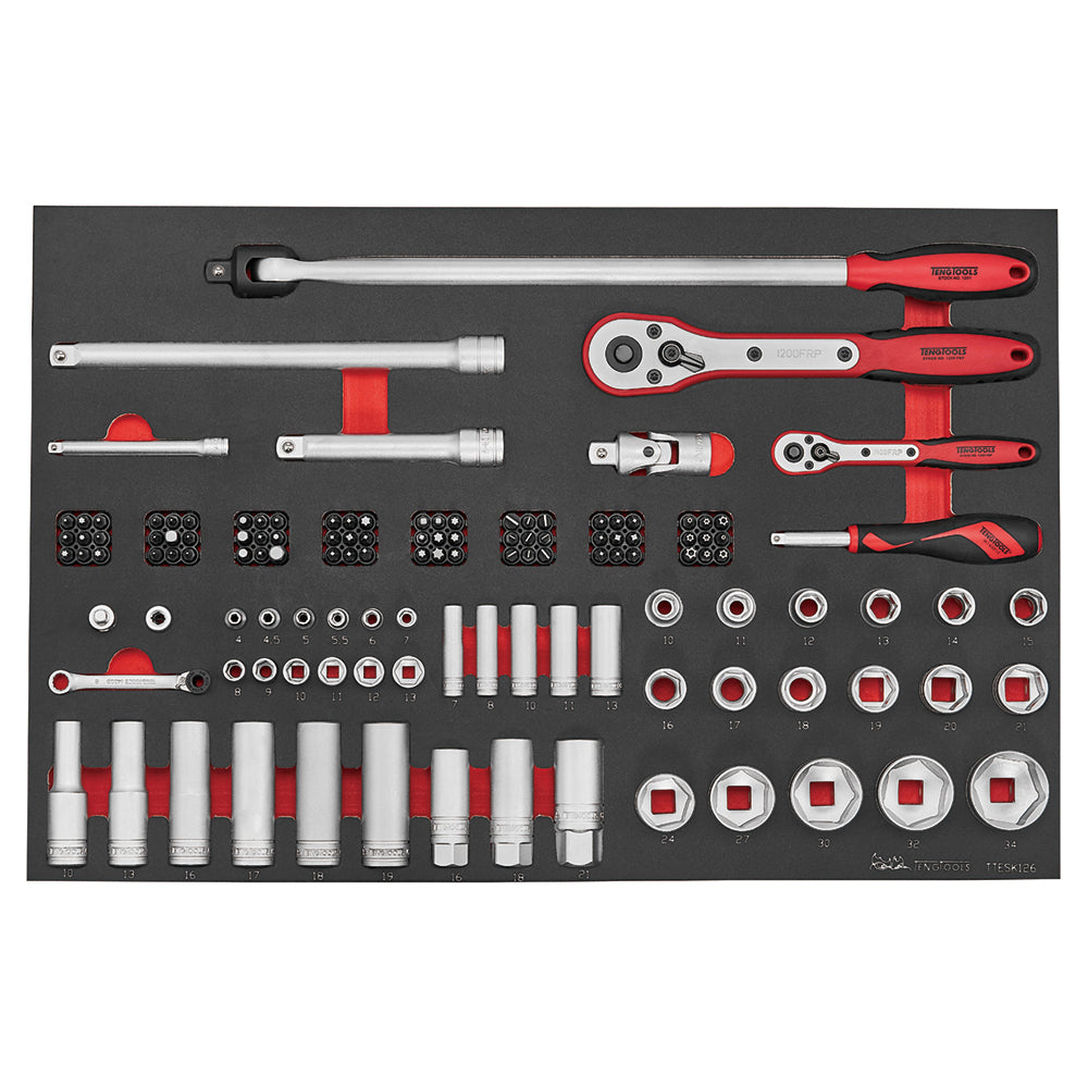 Teng Tools 179 Piece Complete Mixed EVA Foam 7 Drawer Roller Cabinet Hand Tool Kit – TCMME179