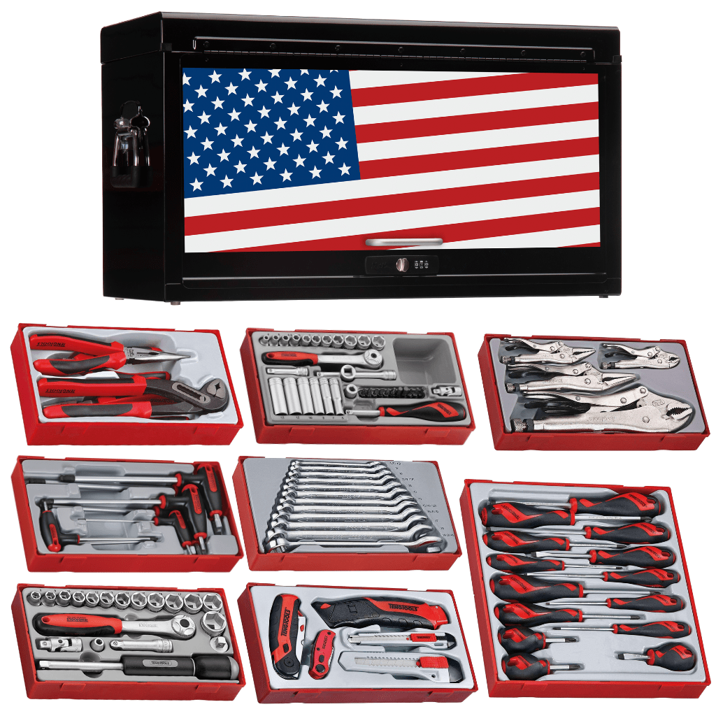 Teng Tools 173 Piece Complete Mixed Service Tool Kit With Black USA Tool Box – TC806NBK-USA3