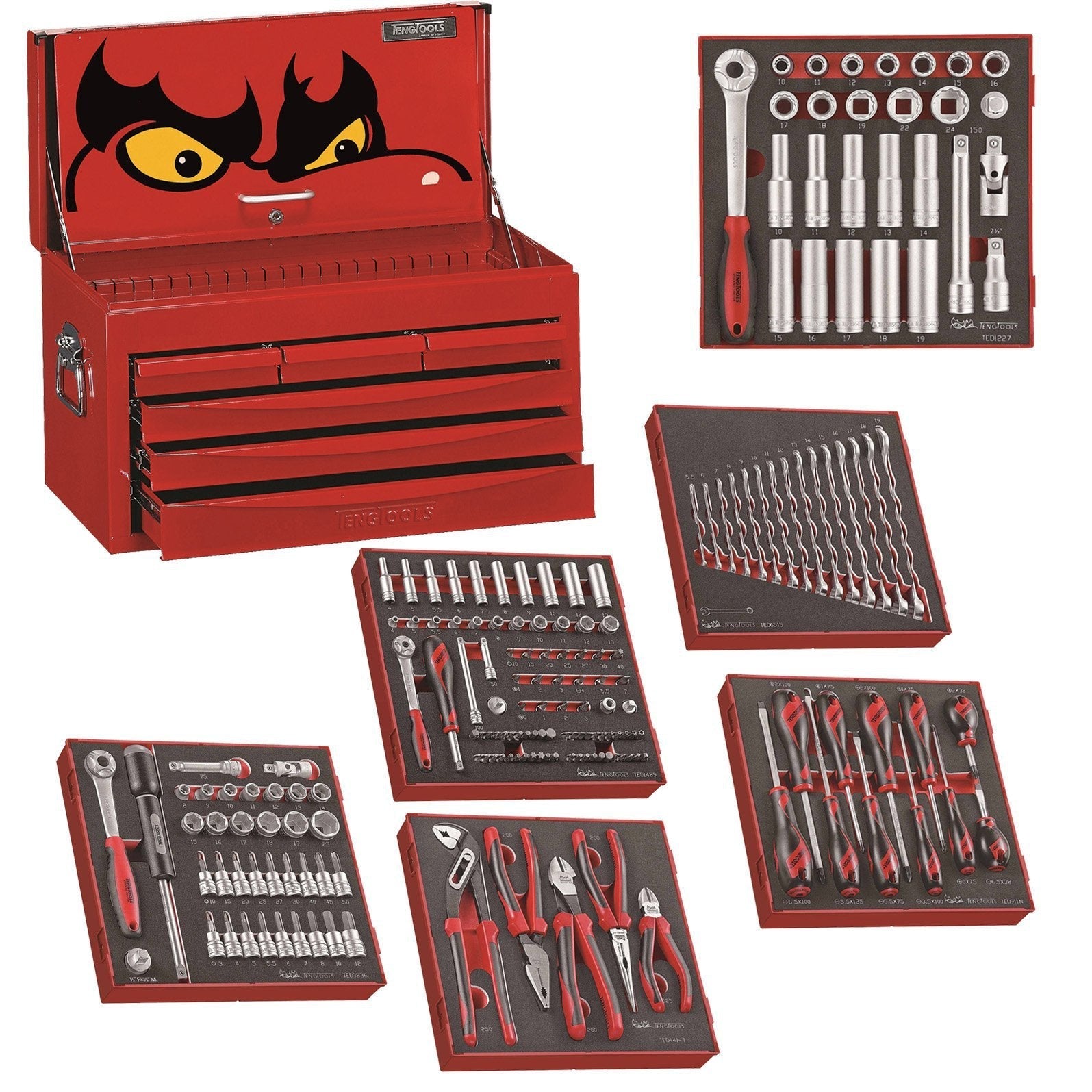 Teng Tools 183 Piece Complete Mixed EVA Foam Service Tool Kit With Free Tool Box – TC806SV-KIT2