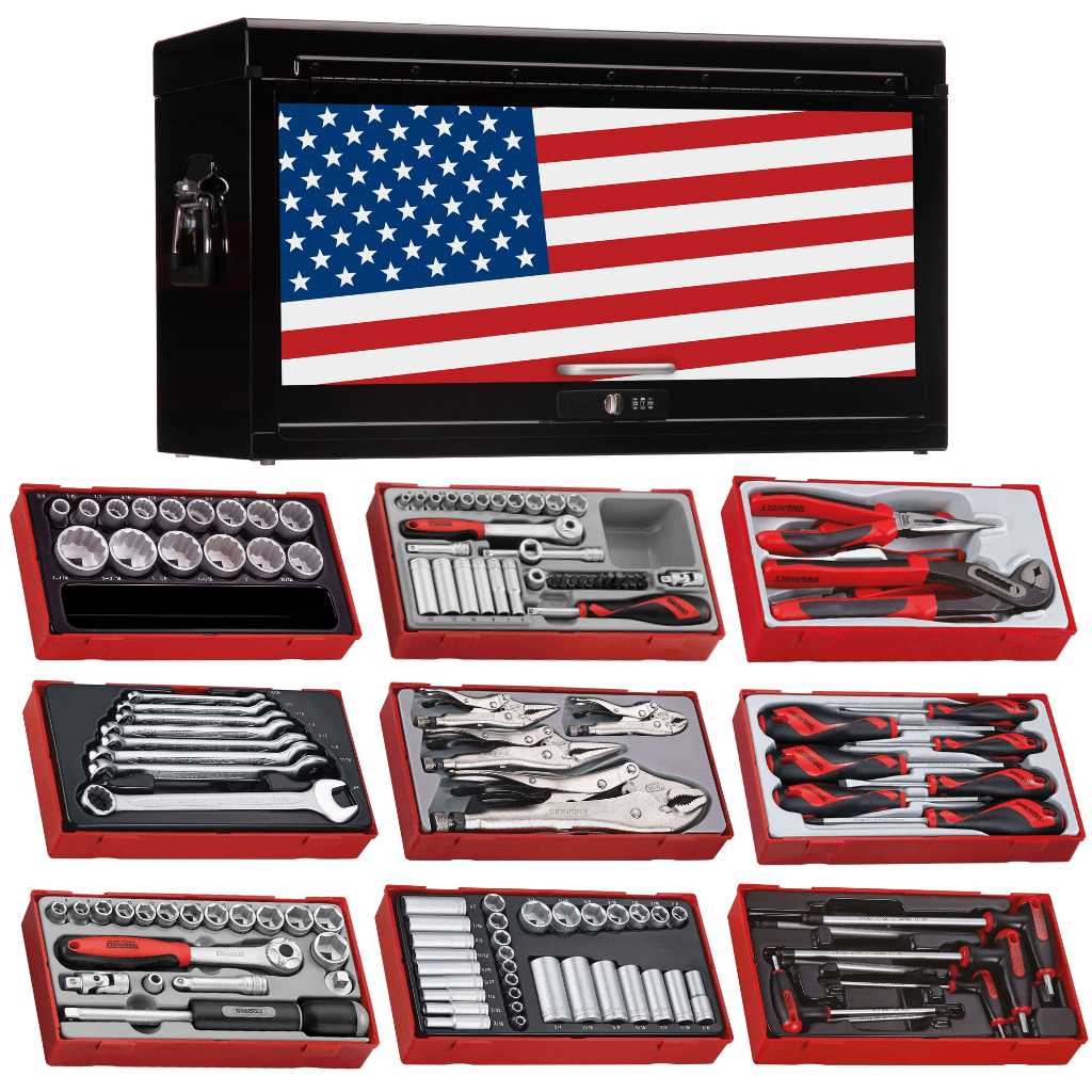 Teng Tools 184 Piece Complete Mixed Service Tool Kit With Black USA Tool Box – TC806NBK-USA1