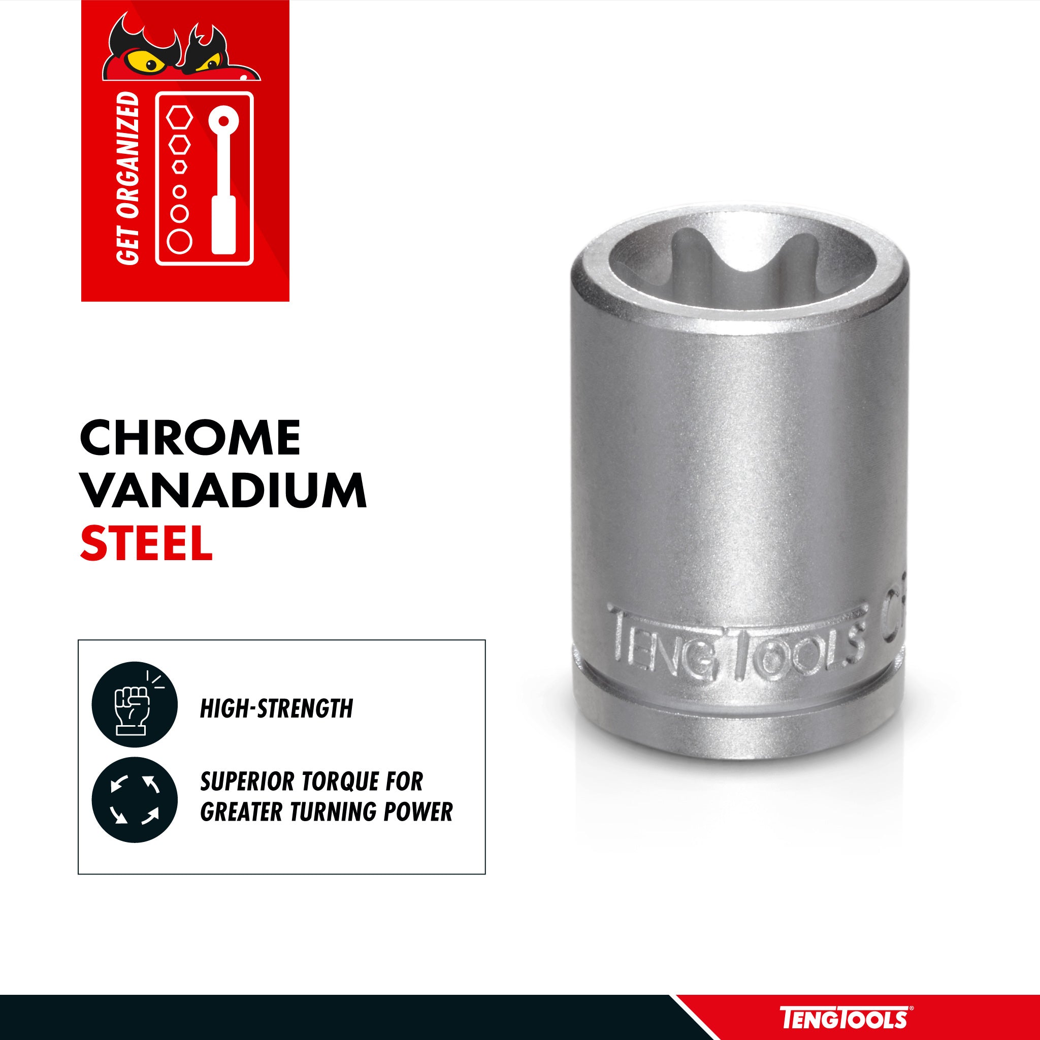 Teng Tools 3/8 Inch Drive Female E-Torx Star TX-E Chrome Vanadium Sockets Supply