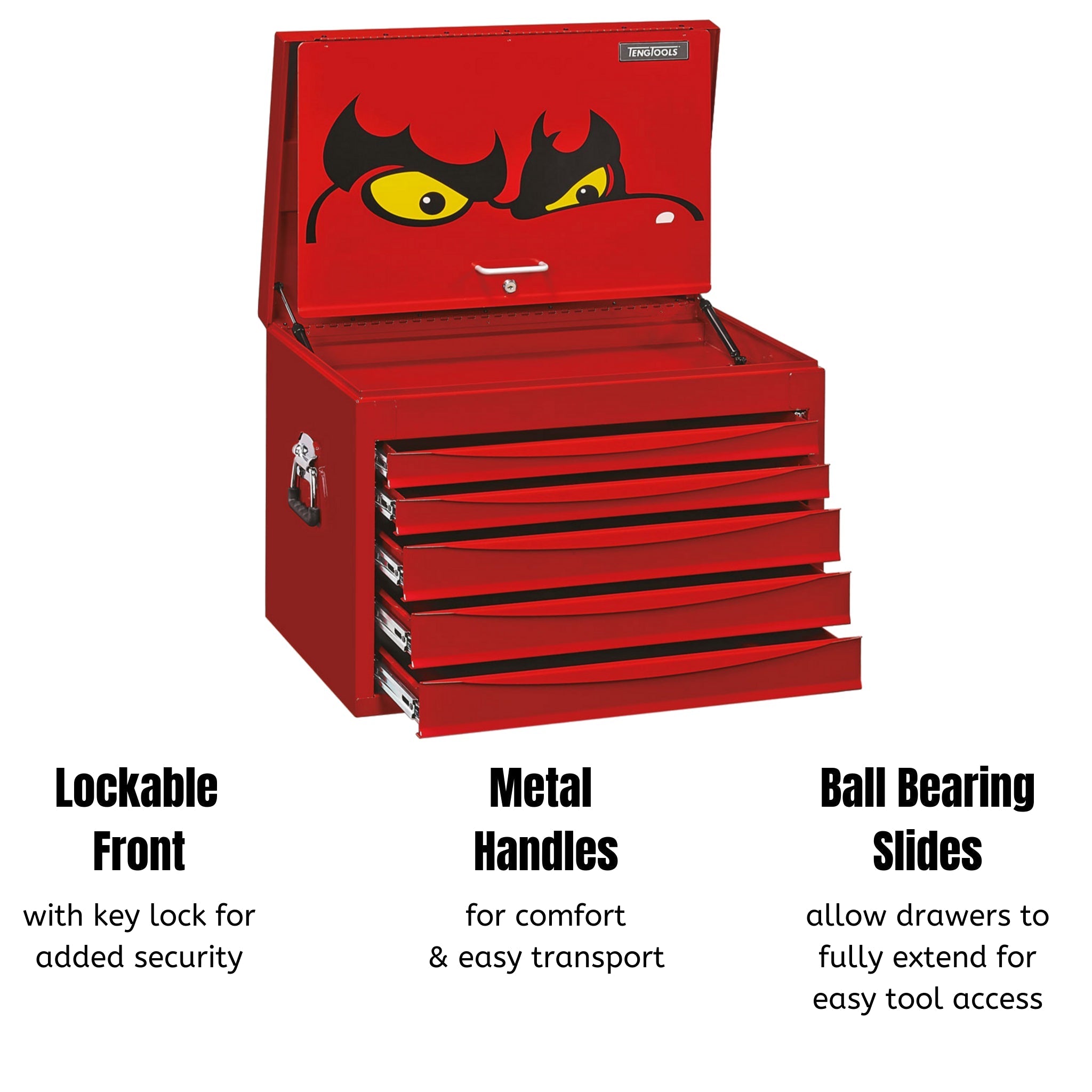 Teng Tools 5 Drawer Professional Steel Lockable Red SV Series Deep Top Box – TC805SV