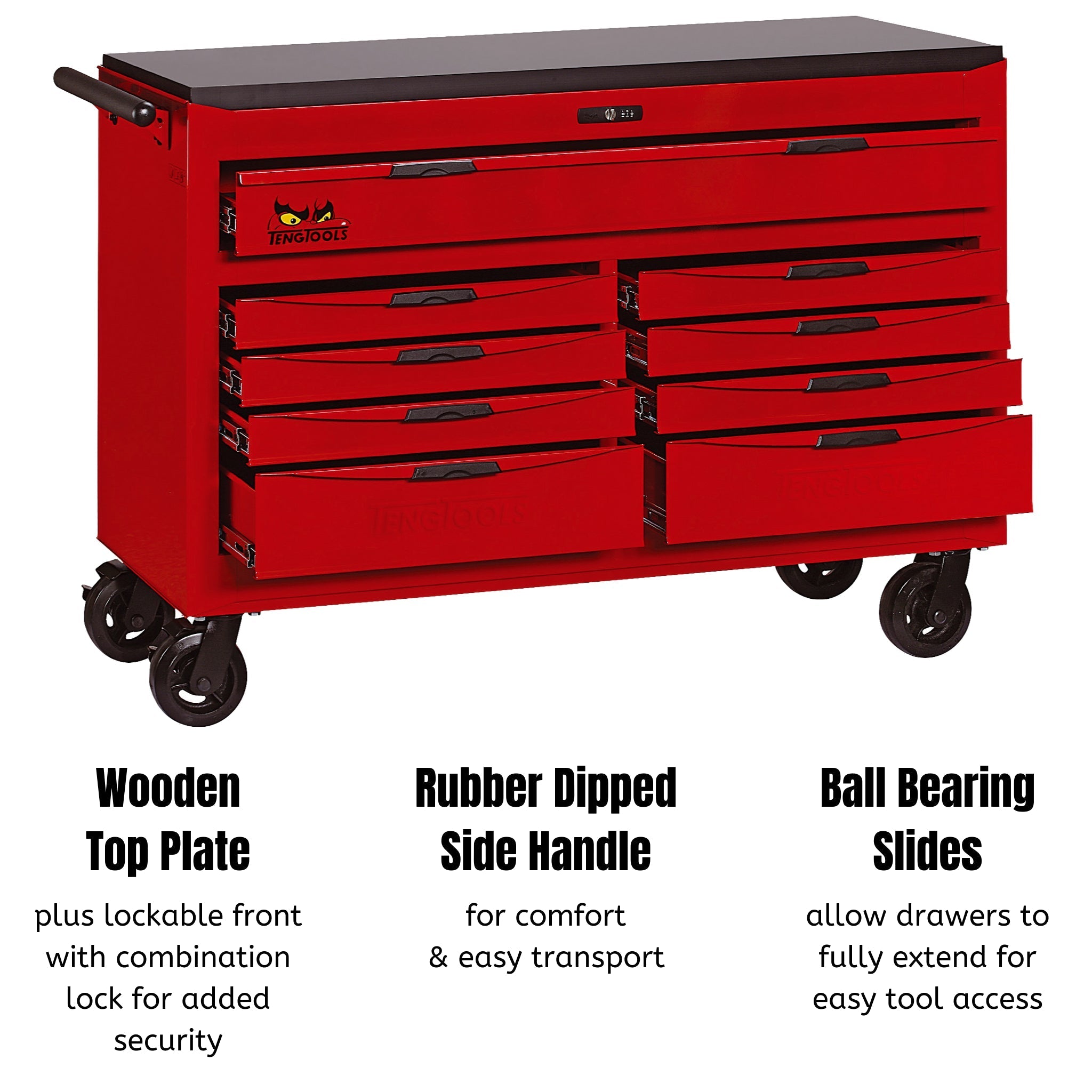 Teng Tools 53 Inch Wide 9 Drawer Heavy Duty Roller Cabinet Tool Chest / Wagon – TCW809N