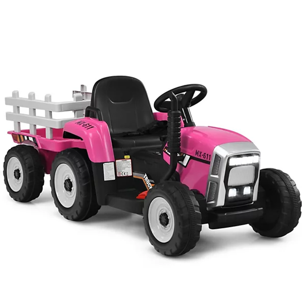 GARVEE 12V Electric Tractor & Trailer for Kids, 3-6 Yrs – With RC – Rose / 35W Discount